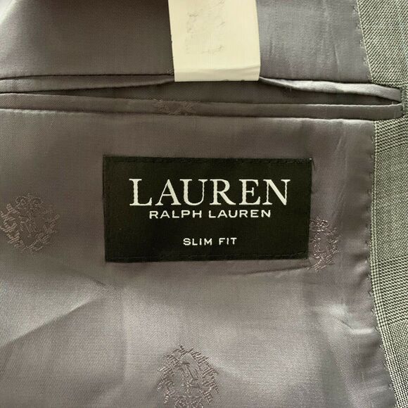 Ralph Lauren Mens Suit Jacket Blazer Slim Fit Gray Wool Sz 42 Regular Two Button - Picture 10 of 12